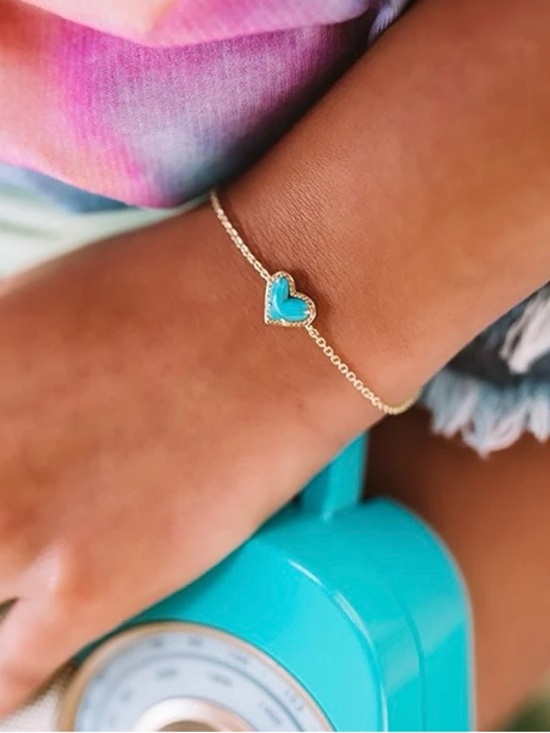 Kendra Scott Jewelry - Kendra Scott Ari Heart Gold Chain Bracelet in Turquoise Magnesit